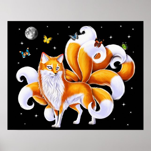 Japansk Kitsune Fox Poster (Framsidan)
