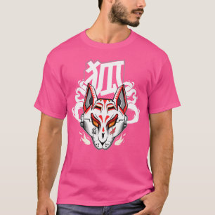 Japansk Kitsune Mask Fox Cyberpunk Robotics Art T Shirt