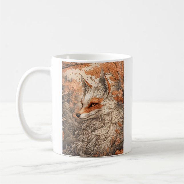 Japansk kitsune räv kaffemugg (Vänster)