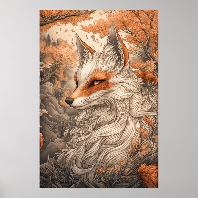 Japansk kitsune räv poster (Framsidan)