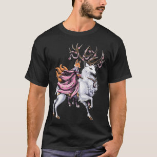 Japansk Kitsune-räv ridande körsbärsblomshjort T Shirt