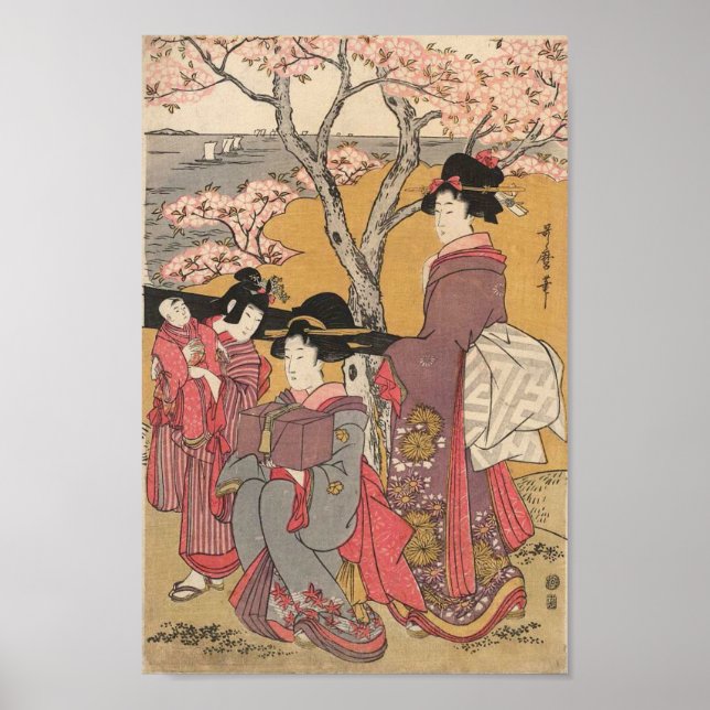 Japansk klassisk geisha dam art poster (Framsidan)