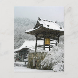 Japansk klocka torn i snö vykort