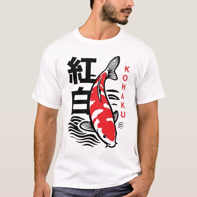 Japansk Kohaku Koi Fisk Illustration T-shirt (Framsida)