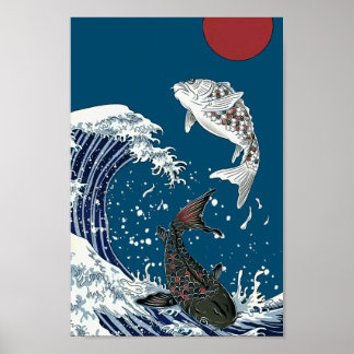 Japansk KOI art, yinyang Poster