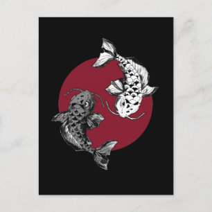 Japansk koi Carp Circle Black Vykort