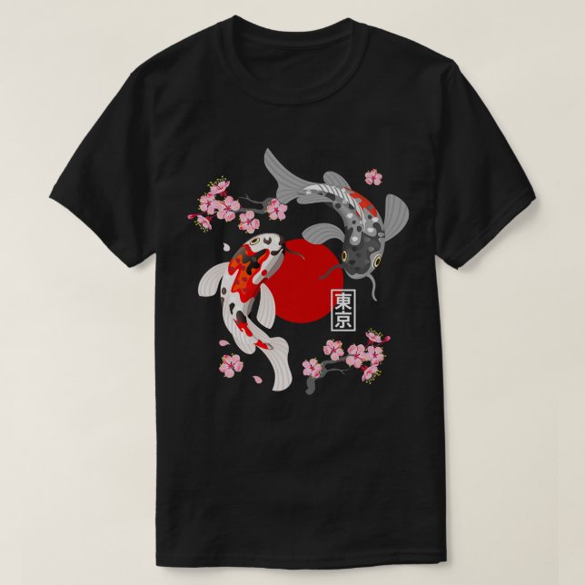 Japansk koi Carp Fish Sakura Nishikigoi Fish Cher T Shirt (Design framsida)