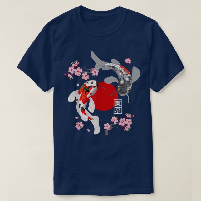 Japansk koi Carp Fish Sakura Nishikigoi Fish Cher T Shirt (Design framsida)