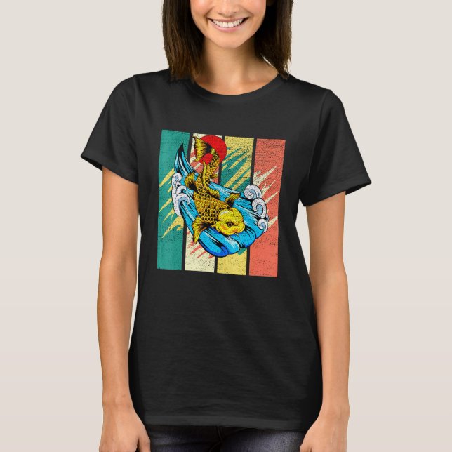 Japansk koi Carp Fish Vintage Retro T Shirt (Framsida)