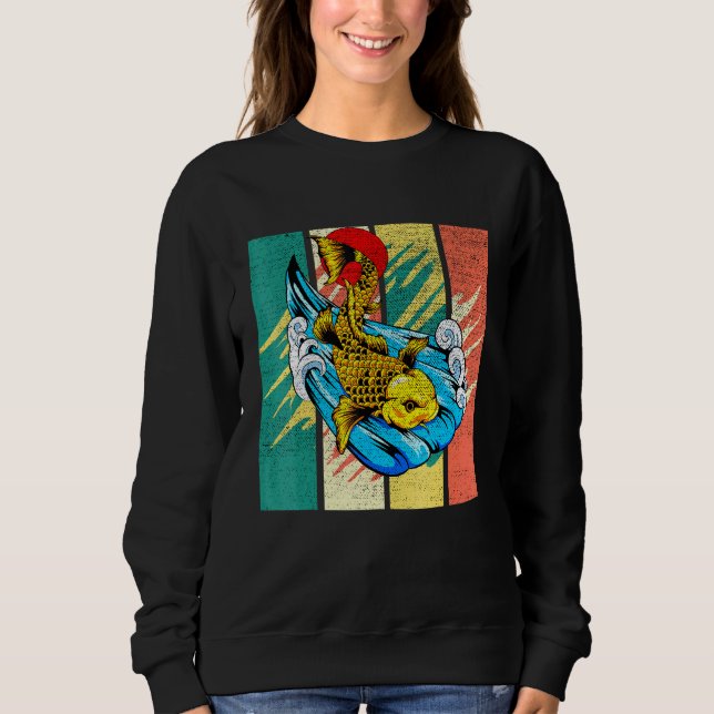 Japansk koi Carp Fish Vintage Retro T Shirt (Framsida)