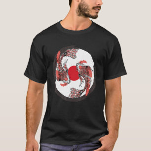 Japansk koi Carp Japan Flagga & Yin Yang Inspired T Shirt