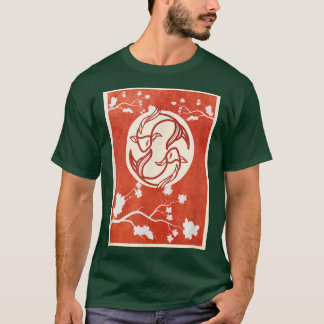 Japansk Koi Carp Nishikigoi Fish Cherry Blommar T Shirt