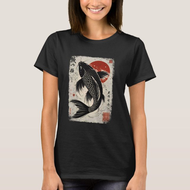 Japansk koi Carp Perseverance Koi Fish Sakura Nis T Shirt (Framsida)