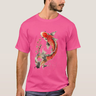 Japansk koi Fish and Flowers Swimming Tatto Fish T Shirt