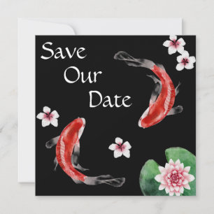 Japansk koi Fish, Cherry Blommar Bröllop Spara Datumet