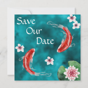 Japansk koi Fish, Cherry Blommar Bröllop Spara Th Datumet