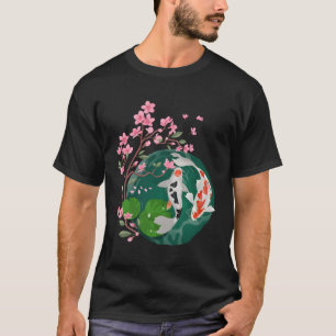 Japansk Koi Fish Cherry Blommar Tattoo Inspired T Shirt