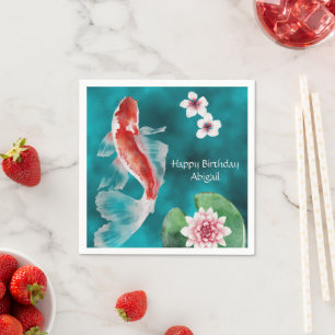 Japansk koi Fish, Cherry Blommars Japan Birthday Pappersservett