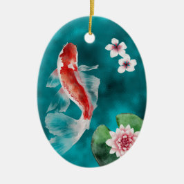 Japansk koi Fish, Cherry Blommars Japan Jul Julgransprydnad Keramik