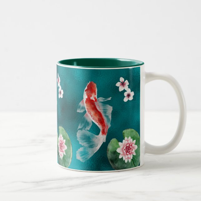Japansk koi Fish, Cherry Blommars Japan Två-Tonad Mugg (Höger)