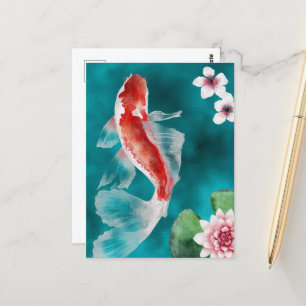 Japansk koi Fish, Cherry Blommars Japan Vykort
