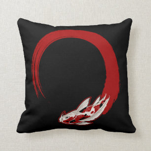 Japansk koi Fish Enso Circle Zen Buddhism Kudde