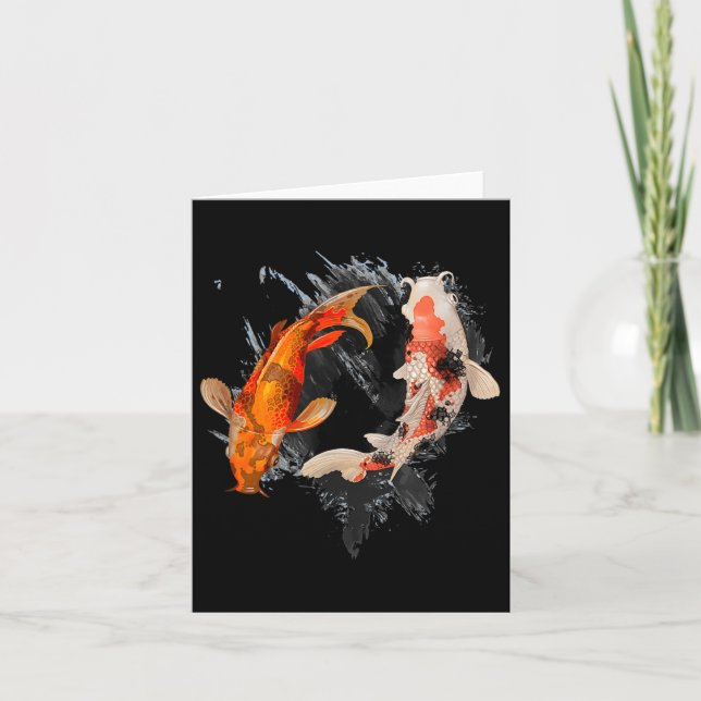Japansk koi Fish I Koi Carp Pond Japan Tattoo Kort (Framsida)