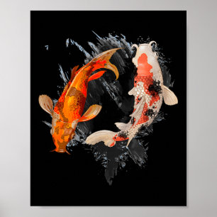 Japansk koi Fish I Koi Carp Pond Japan Tattoo Poster