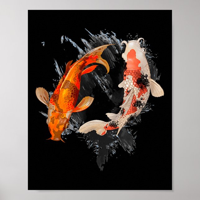 Japansk koi Fish I Koi Carp Pond Japan Tattoo Poster (Framsidan)