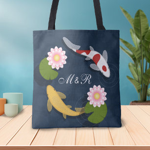 Japansk koi Fish Monogram Initial Tygkasse
