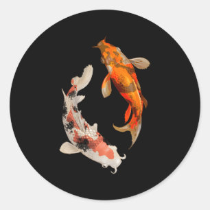 Japansk koi Fish Nishikigoi Yin Yang Carp Runt Klistermärke