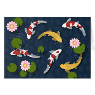 Japansk koi Fish Pond Blank Hälsningskort