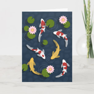 Japansk koi Fish Pond Blank Kort