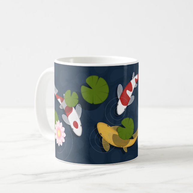 Japansk koi Fish Pond Coffee Mugg (Framsida vänster)