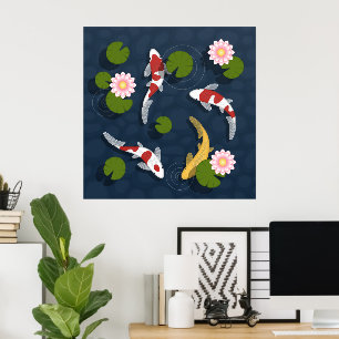 Japansk koi Fish Pond Poster