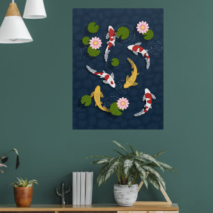 Japansk koi Fish Pond Poster