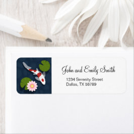 Japansk koi Fish Pond Returadress Etikett