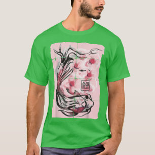 Japansk koi Fish Sakura Cherry Blommar Graphic T- T Shirt