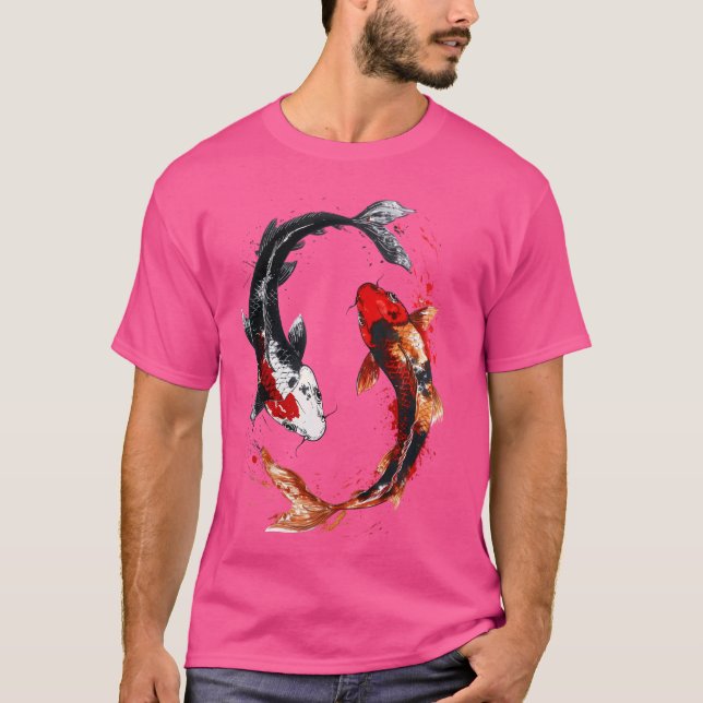 Japansk koi Fish Tattoo Yin Yang Fish T Shirt (Framsida)