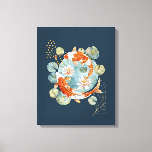 Japansk koi Fish Vatten Lily Pad Wall Art Canvastryck (Framsida)