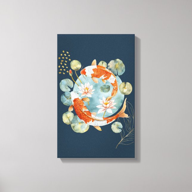 Japansk koi Fish Vatten Lily Pad Wall Art Canvastryck (Framsida)