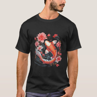 Japansk Koi-fisk Nishikigoi Fisk Svarta tavlan T Shirt