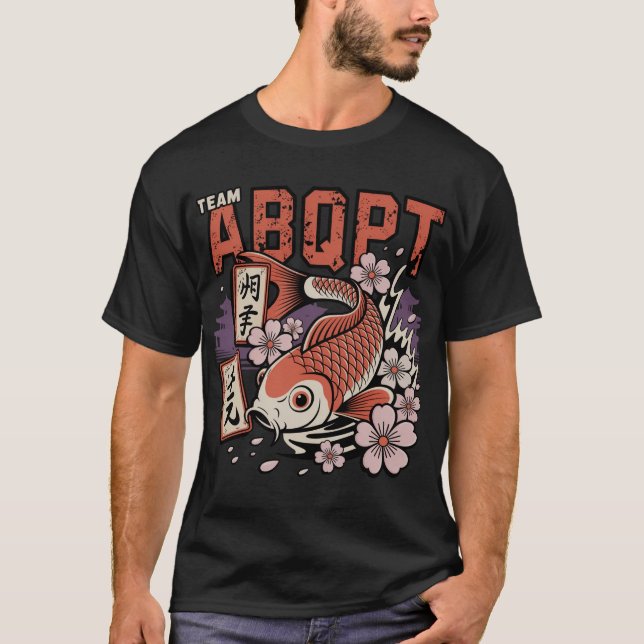 Japansk Koi Fisk Team ABQPT Retro T-Shirt (Framsida)