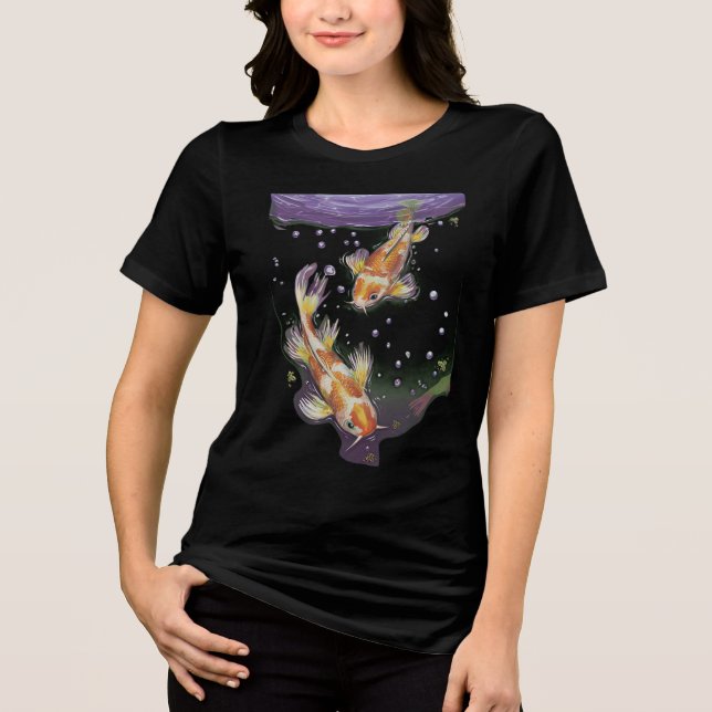 Japansk Koi-fiskdamm Illustration Estetik T Shirt (Framsida)