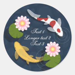 Japansk Koi Fiskdamm Runt Klistermärke