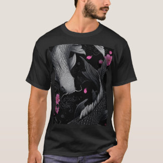 Japansk koi fiskens Mörk Mode T Shirt