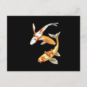 Japansk koi Goldfish on Black Vykort