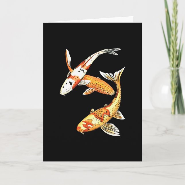 Japansk Koi guldfisk på svart Kort (Framsida)
