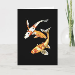 Japansk Koi guldfisk på svart Kort