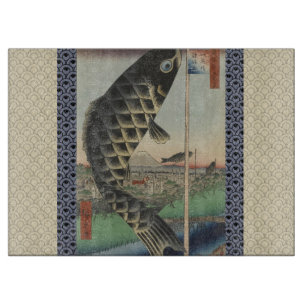 Japansk koi Hiroshige Fish Festival Flagga
